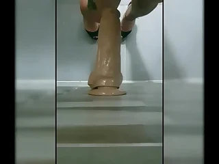 Ladyboy playing involving huge dildo